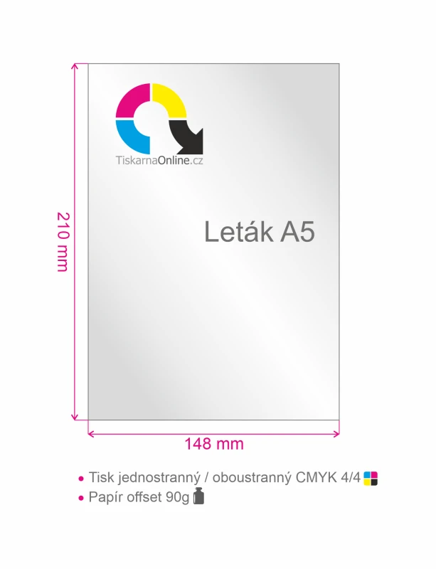 Leták A5 (148 x 210mm), tisk 4/0, nebo 4/4
