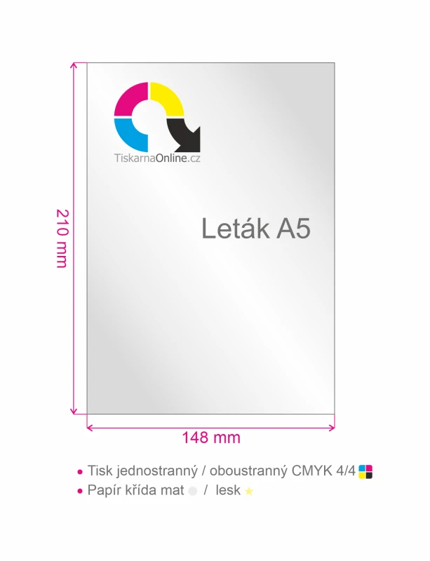 Leták A5 (148 x 210mm), tisk 4/0, nebo 4/4